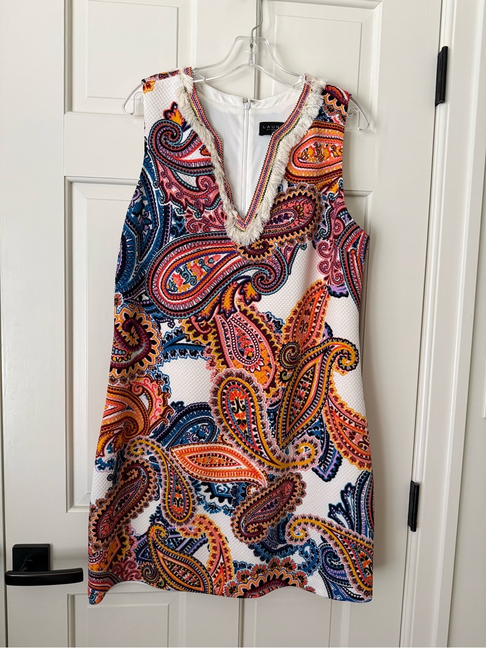 🪸 LAUNDRY by SHELLI SEGAL Paisley & Fringe Shift Dress. Size 14. Worn once.